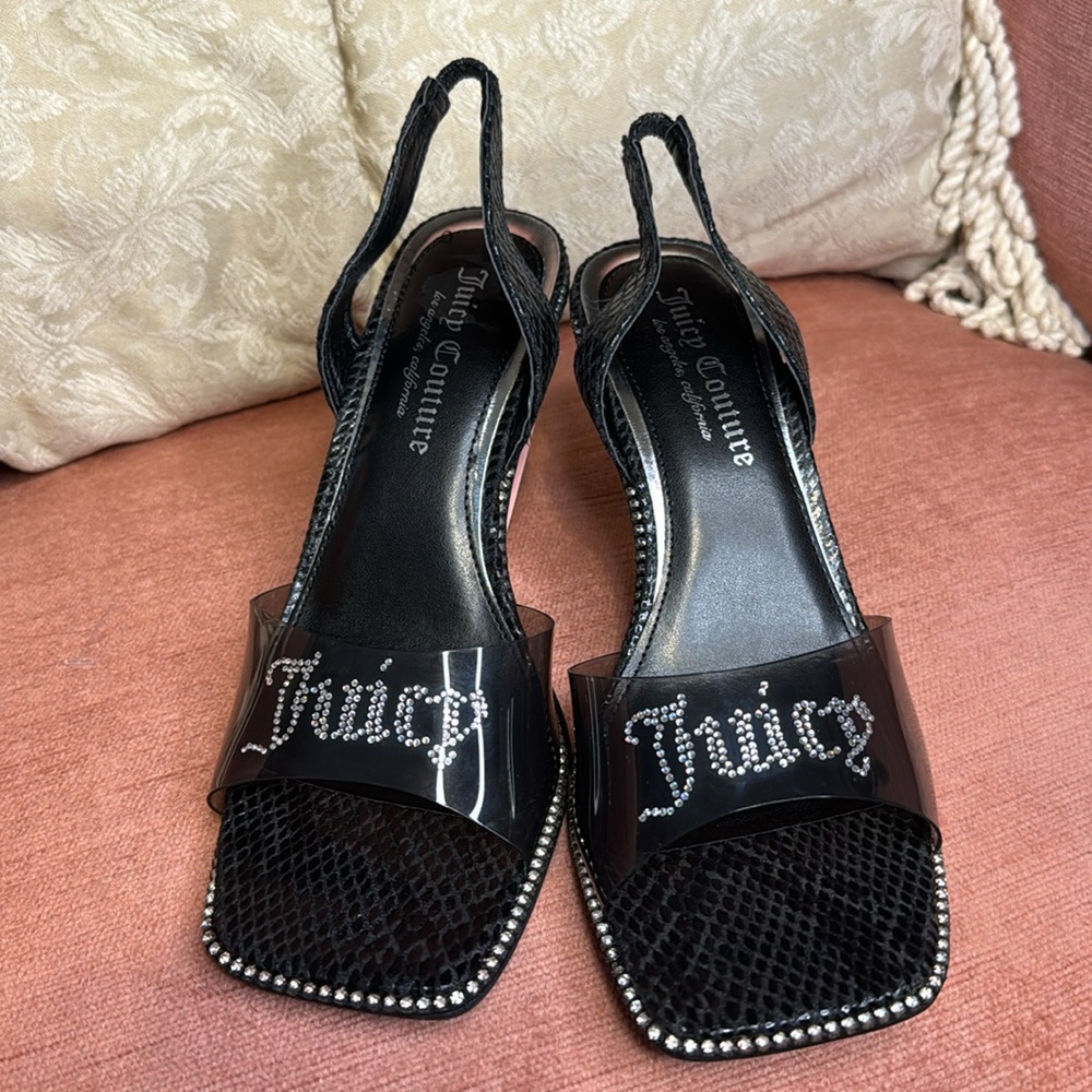Juicy Couture Greysi Black Slingback heels Featuring with Rhinestones, size 8 - Picture 3 of 8